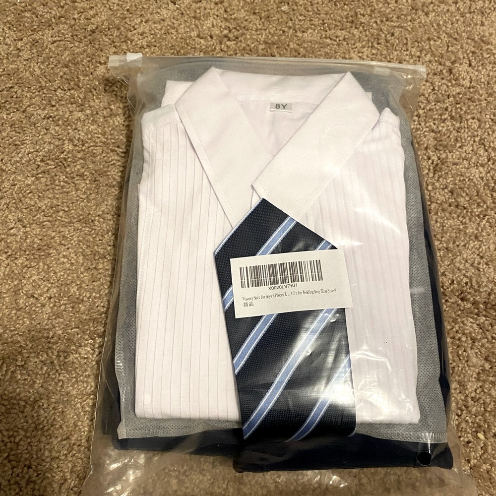 Visaccy Boys Suit Slim Fit Dress Clothes Ring Bearer Outfit Size 8 Youth, Blue